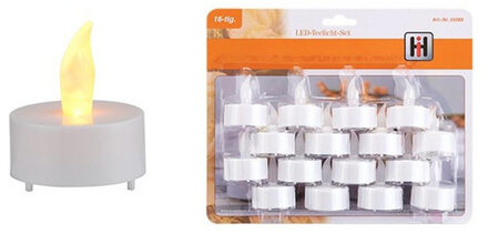LED theelichtjes/waxinelichtjes - Set van 16x - op batterijen - kunststof waxinelichtjes