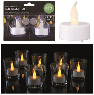 LED theelichtjes/waxinelichtjes wit 2x stuks - LED kaarsen