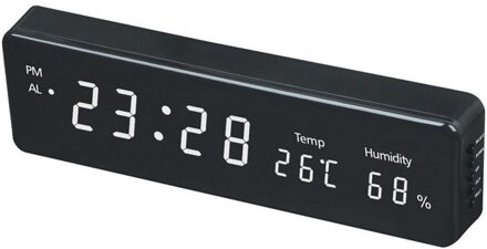 LED Tijd Kalender Temperatuur Bureau Tafel Klokken EU Plug Digitale Wandklok Grote Elektronische LED Muur Horloge Vochtigheid Display Thuis Goud