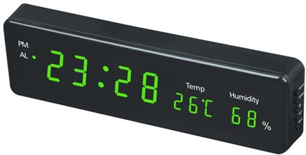 LED Tijd Kalender Temperatuur Bureau Tafel Klokken EU Plug Digitale Wandklok Grote Elektronische LED Muur Horloge Vochtigheid Display Thuis groen