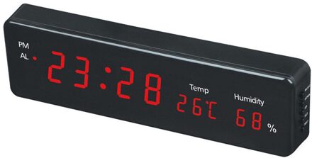 LED Tijd Kalender Temperatuur Bureau Tafel Klokken EU Plug Digitale Wandklok Grote Elektronische LED Muur Horloge Vochtigheid Display Thuis Rood