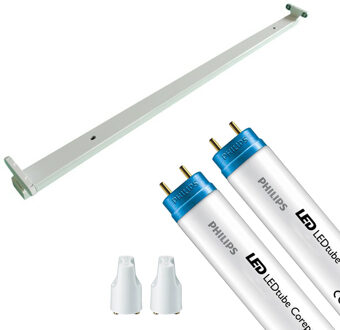 LED TL Armatuur met T8 Buis - Aigi Dybolo - 120cm Dubbel - Philips - CorePro LEDtube EM 840 - 29W - Natuurlijk Wit 4000K