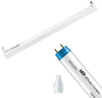 LED TL Armatuur met T8 Buis - Aigi Dybolo - 60cm Enkel - Philips - CorePro LEDtube EM 865 - 8W - Helder/Koud Wit 6500K