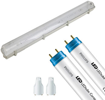 LED TL Armatuur met T8 Buis - Aigi Hari - 120cm Dubbel - Philips - CorePro LEDtube EM 840 - 29W - Natuurlijk Wit 4000K