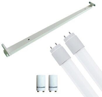 LED TL Armatuur met T8 Buis Incl. Starter - Aigi Dybolo - 120cm Dubbel - 32W - Helder/Koud Wit 6400K - Beschermingsgraad