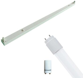 LED TL Armatuur met T8 Buis Incl. Starter - Aigi Dybolo - 120cm Enkel - 16W - Helder/Koud Wit 6400K - Beschermingsgraad