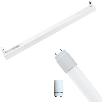 LED TL Armatuur met T8 Buis Incl. Starter - Aigi Dybolo - 60cm Enkel - 8W - Helder/Koud Wit 6400K - Beschermingsgraad