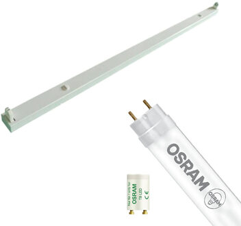 LED TL Armatuur met T8 Buis - OSRAM SubstiTUBE Value EM 830 - Aigi Dybolo - 120cm Enkel - 16.2W - Warm Wit 3000K