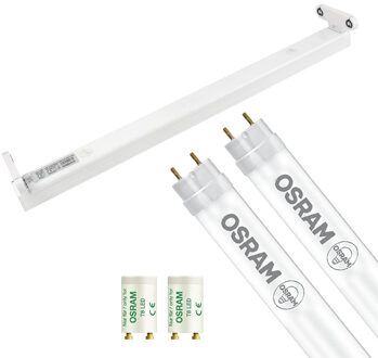 LED TL Armatuur met T8 Buis - OSRAM SubstiTUBE Value EM 830 - Aigi Dybolo - 60cm Dubbel - 15.2W - Warm Wit 3000K