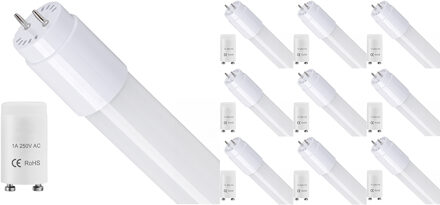 LED TL Buis - T8 G13 - 10 Pack - Velvalux - 120 cm - 18W 2160lm - 865 Helder/Koud Wit 6500K | Vervangt 134W