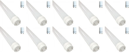 LED TL Buis T8 met Starter 10 Pack - 120cm 16W - Helder/Koud Wit 6400K