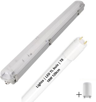 | LED TL + Armatuur | T8 | 1x18W | 120cm | IP65 | Waterdicht | vervangt 36W TL buis Opaal