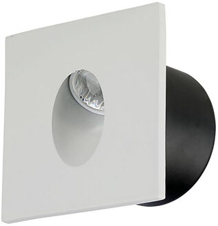 Led Trapspot - Inbouw Vierkant 3w - Natuurlijk Wit 4000k - Mat Wit Aluminium - 80mm