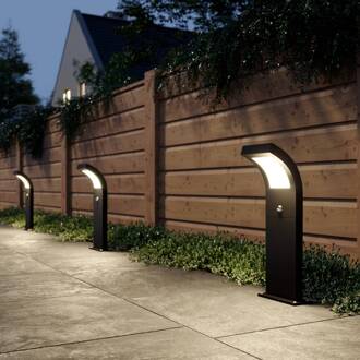 LED tuinpadverlichting, 60 cm, antraciet, sensor, IP54 grafietgrijs (RAL 840-M), opaalwit