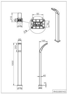LED tuinpadverlichting Beja, antraciet, aluminium, hoogte 100 cm