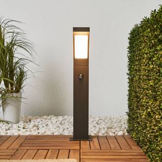 LED tuinpadverlichting Juvia, 60 cm, bewegingsmelder, IP54 grafietgrijs, opaalwit