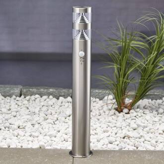 LED tuinpadverlichting Lanea, 60 cm, grijs, sensor, IP44 roestvrij staal, helder