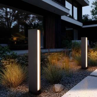 LED tuinpadverlichting Lirka, 2-lamps, grijs, metaal, 60cm donkergrijs, wit