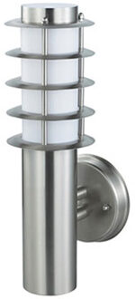 LED Tuinverlichting - Buitenlamp - Nalid 2 - Wand - RVS - E27 - Rond Zilverkleurig