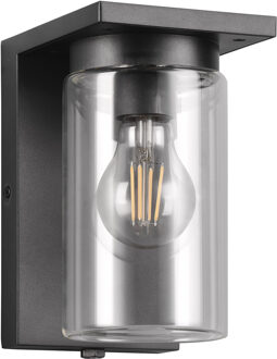 LED Tuinverlichting - Buitenlamp - Trion Dila - Wand - Mat Zwart - E27 Fitting - Rond - Aluminium