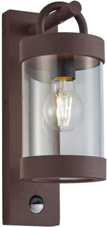 LED Tuinverlichting met Bewegingssensor - Wandlamp Buitenlamp - Trion Semby - E27 Fitting - Spatwaterdicht IP44 - Rond - Bruin