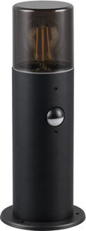 LED Tuinverlichting - Staande Buitenlamp - Trion Sicho - E27 Fitting - Bewegingssensor - Rond - Mat Zwart - Aluminium