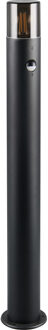LED Tuinverlichting - Staande Buitenlamp - Trion Sicho XL - E27 Fitting - Bewegingssensor - Rond - Mat Zwart - Aluminium