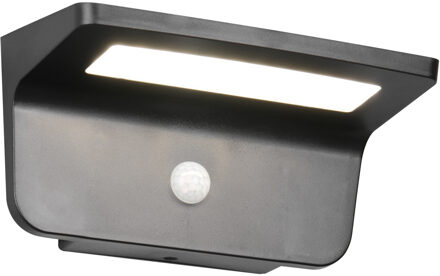 LED Tuinverlichting - Trion Citeo - Wandlamp Buitenlamp - 1 Lichtpunt van 8 Watt - Natuurlijk Wit 4000K - Schemeringsensor - Bewegingssensor - IP44 - Mat Zwart - Kunststof