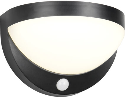 LED Tuinverlichting - Trion Erios - Wandlamp Buitenlamp - 1 Lichtpunt van 8 Watt - Natuurlijk Wit 4000K - Schemeringsensor - Bewegingssensor - IP44 - Mat Zwart - Kunststof