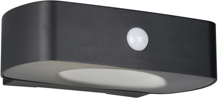 LED Tuinverlichting - Trion Lior - Wandlamp Buitenlamp - 1 Lichtpunt van 6 Watt - Natuurlijk Wit 4000K - Schemeringsensor - Bewegingssensor - Zwart - Kunststof