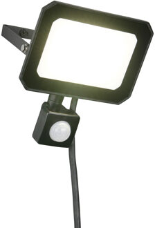 LED Tuinverlichting - Trion Noven - Wandlamp Buitenlamp - 1 Lichtpunt van 30 Watt - Natuurlijk Wit 4000K - Bewegingssensor - Kantelbaar - IP44 - Mat Zwart - Aluminium