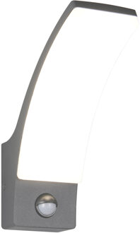 LED Tuinverlichting - Trion Orix - Wandlamp Buitenlamp - 1 Lichtpunt van 12.5 Watt - Natuurlijk Wit 4000K - Bewegingssensor - Antraciet - Gegoten Aluminium
