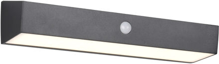 LED Tuinverlichting - Trion Phaze - Wandlamp Buitenlamp - 1 Lichtpunt van 6 Watt - Natuurlijk Wit 4000K - Schemeringsensor - Bewegingssensor - IP44 - Zwart - Kunststof