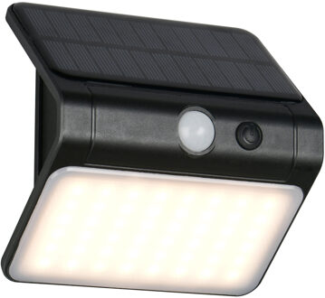 LED Tuinverlichting - Trion Voro - Wandlamp Buitenlamp - 1 Lichtpunt van 2.5 Watt - Natuurlijk Wit 4000K - Schemeringsensor - Bewegingssensor - IP44 - Zwart - Kunststof