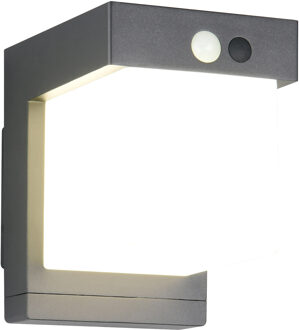 LED Tuinverlichting - Trion Voss - Wandlamp Buitenlamp - 1 Lichtpunt van 5.5 Watt - Natuurlijk Wit 4000K - Schemeringsensor - Bewegingssensor - IP44 - Mat Zwart - Kunststof