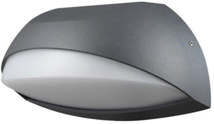 LED Tuinverlichting - Tuinlamp - Brinton Piri - Wandlamp Buiten - 7W - Warm Wit 3000K - Ovaal - Mat Antraciet - Grijs
