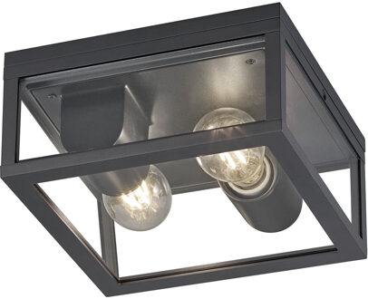 LED Tuinverlichting - Tuinlamp Plafond - Trion Garinola - E27 Fitting - 2-lichts - Mat Antraciet - Aluminium Grijs