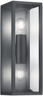 LED Tuinverlichting - Tuinlamp - Trion Garinola - Wand - E27 Fitting - 2-lichts - Mat Antraciet - Aluminium Grijs