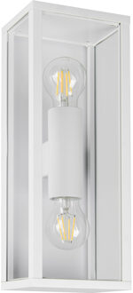 LED Tuinverlichting - Wandlamp Buitenlamp - Trion Aron Two - E27 Fitting - Spatwaterdicht IP44 - Rechthoek - Mat Wit - Aluminium
