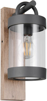 LED Tuinverlichting - Wandlamp Buitenlamp - Trion Bansi - E27 Fitting - met Schemersensor - IP44 - Bruin - Aluminium