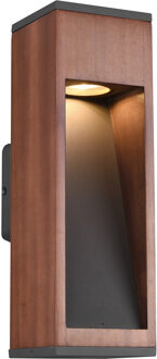 LED Tuinverlichting - Wandlamp Buitenlamp - Trion Enico - GU10 Fitting - Rechthoek - Hout - Natuur Hout Bruin