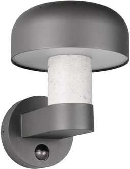 LED Tuinverlichting - Wandlamp Buitenlamp - Trion Freek - E27 Fitting - Rond - IP54 - Bewegingssensor - Betongrijs- Aluminium
