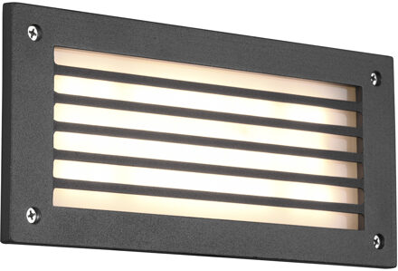 LED Tuinverlichting - Wandlamp Buitenlamp - Trion Hertom - 9W - Warm Wit 3000K - Rechthoek - Mat Antraciet - Aluminium Grijs