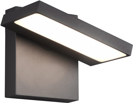 LED Tuinverlichting - Wandlamp Buitenlamp - Trion Ihson - 8W - Warm Wit 3000K - Draaibaar - Vierkant - Mat Antraciet - Grijs