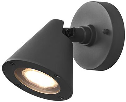 LED Tuinverlichting - Wandlamp Buitenlamp - Trion Kavani - GU10 Fitting - Rond - Mat Antraciet - Aluminium Grijs