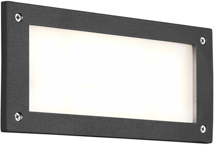LED Tuinverlichting - Wandlamp Buitenlamp - Trion Kitsu - 9W - Warm Wit 3000K - Rechthoek - Mat Antraciet - Aluminium Grijs