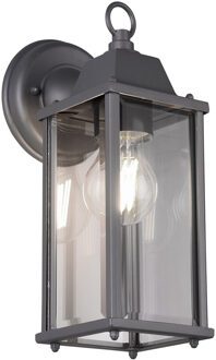 LED Tuinverlichting - Wandlamp Buitenlamp - Trion Olenany - E27 Fitting - Mat Antraciet - Rechthoek - Aluminium Grijs