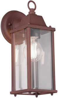 LED Tuinverlichting - Wandlamp Buitenlamp - Trion Olenany - E27 Fitting - Roestkleur - Rechthoek - Aluminium Bruin