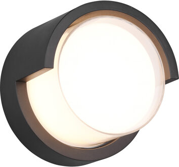 LED Tuinverlichting - Wandlamp Buitenlamp - Trion Pounto - 8W - Warm Wit 3000K - Rond - Mat Antraciet - Kunststof Zwart