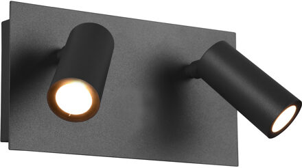LED Tuinverlichting - Wandlamp Buitenlamp - Trion Sonei - 6W - Warm Wit 3000K - 2-lichts - Rechthoek - Mat Antraciet - Grijs